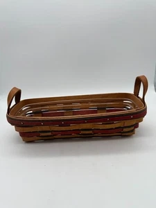 Vtg 1993 Longaberger All American Cracker Basket w/Liner & Leather Handles - Picture 1 of 11