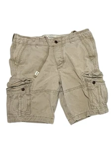 Vtg Abercrombie & Fitch Cargo Shorts Mens Size 36 Khaki Distressed Heavy Y2K - Picture 1 of 4
