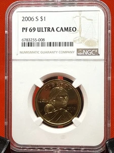 2006 S $1 NGC Proof 69 ULTRA CAMEO Sacagawea Dollar Cracked On Top - Picture 1 of 6