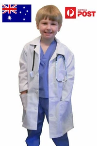 Kids White Lab Coat Doctors Scientist Children Fancy Dress Costume Girls Boys AU - Picture 1 of 10