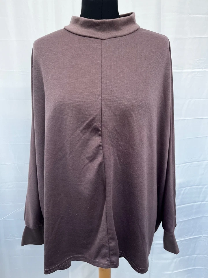 Nasty gal high neck top size 20 brown 3/4 sleeve polyester blend womens — 第 1/4 张图片