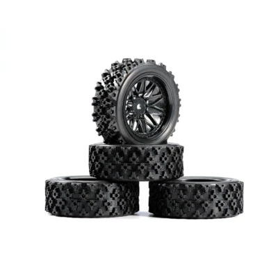 4Pcs Rally Tyres Wheel 6mm Hex & Tires For HSP HPI 1/10 RC Off Road Medel Car - Image 1 of 4