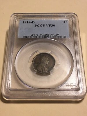 1914-D PCGS VF30 1C Lincoln Cent Wheat Ears Penny very nice coin #4029 - Image 1 of 4