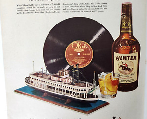 River Boat Record Jazz Music Hunter Blended Whiskey Vtg 1950 Ad Magazine Print