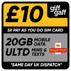 5x GIFFGAFF SIM CARDS - INCLUDES STANDARD, MICRO & NANO SIM CARD - Picture 1 of 2