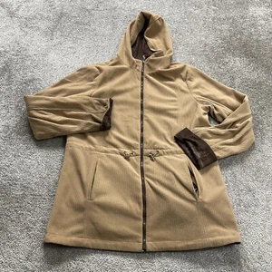 Weather Tamer Reversible Jacket Womens Medium Brown Hoodie Full Zip Corduroy - Picture 1 of 16