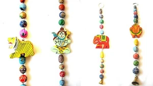 4GROSSHANDEL SET GANESH SHIVA ELEFANT TIGERX-MAS ORNAMENT MIT PERLEN 13 ZOLL 4ER SET - Bild 1 von 5