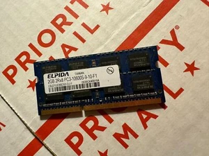 ELPIDA 2 GB 2Rx8 PC3-10600S-9-10-F1 HP PN 579155-001 Laptop Memory Ram Stick - Picture 1 of 2