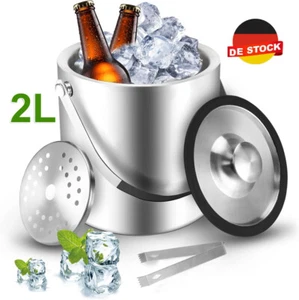 Ice Cube Tray 2000ML Stainless Steel Ice Bucket Insulated Ice Bucket Ice Container+Lid - Picture 1 of 13