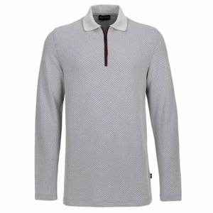 NWT Golfino Men's URBAN ZIP POLO JACQUARD 5335016 538 Gray Sz M NEW - Picture 1 of 4