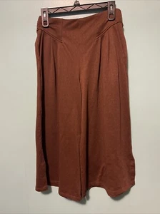 Matilda Jane Alice Women’s S Cropped Pants Textured Wide Leg Brown On Lagenlook - Picture 1 of 11