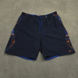 Nike Swim Trunks Mens XXL Blue Orange Striped Drawstring Lined Board Shorts - Picture 1 of 11