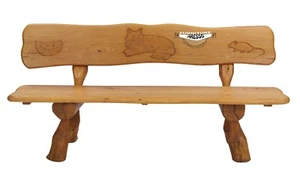 Geschenk für Katzen Liebhaber Gartenbank Massivholz Urig Sitzbank EIche - Bild 1 von 5
