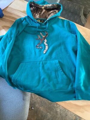 Sudadera con capucha marrón para mujer grande L algodón polar pulóver caza Foto 1 de 4