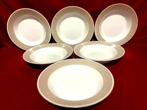 Dansk Concerto Taupe Adagio Set Of 6 Rimmed Soup Bowls 8 3/4" Japan - Picture 1 of 2