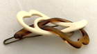 VTG Hair Barrett Plastic 80's Retro Faux Shell Ivory Color Brown Brass Unbranded