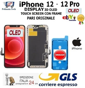 IPHONE 12 DISPLAY " SOFT OLED " TOUCH SCREEN FRAME PARI ORIGINALE GLS - Zdjęcie 1 z 11