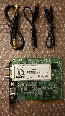 Hauppauge WinTV NTSC 44371 REV D123 TV Tuner Card w/ Coax & 2x Mini Audio Cables - Image 1 of 3