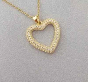 14K Yellow Gold Plated Diamond 1Ct Round Cut Lab Created Women's Heart Pendant - Picture 1 of 4