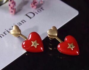 Dior Red Heart Star Earrings