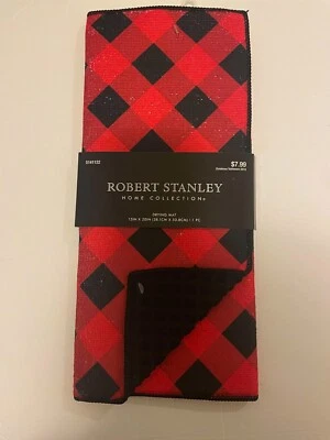 Alfombra de secado de microfibra (15" x 20") rojo y negro a cuadros de búfalo - Nueva Foto 1 de 2