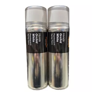 HONDA ORCHID WHITE PEARLESCENT SPRAY PAINT 300ML HALFORDS CANS X2 - Picture 1 of 3