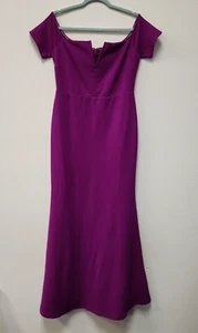 Lulus Dress Off Shoulder L Purple Maxi Empire Split V Wedding Event Party Classy - Picture 1 of 13