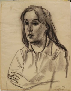 ALDO CARPI Figur Kohle auf Seidenpapier signiert datiert - kein Guttuso - Bild 1 von 3