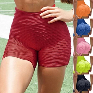 Women's High Waist Yoga Shorts Push Up Anti-Cellulite Gym Sports Hot Pants Fit - Picture 1 of 21