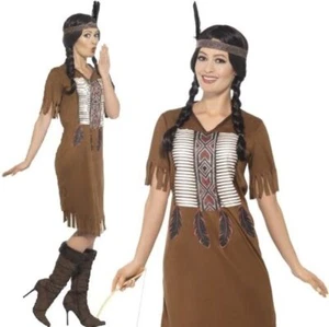 Native American Warrior Princess Fancy Dress Costume Cowboys UK 8-18 - Picture 1 of 5