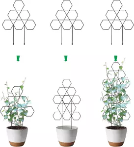 Plant Trellis for Climbing Plants Indoor 3 Pack Stackable Outdoor DIY Metal Trel - Picture 1 of 7