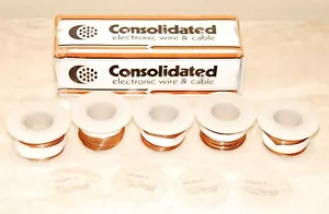 1.25lb Lot of 5 Spools 1/4 LB 16 BC Bare Copper Consolidated Wire 16 AWG Solid - Picture 1 of 7
