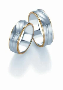 Wedding Rings Breuning Design Collection 5241/5242 IN 585 Gold Bicolor 14 CT - Picture 1 of 2