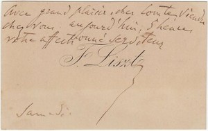 Liszt, Franz (1811-1886) - Unique autograph note on his personal visiting card