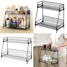2 Tier Iron Storage Rack Kitchen Bathroom Cosmetic Organiser Free Standing Shelf