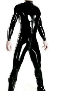 Black Mens PVC Catsuit Wetlook Bodysuit Full Length Underwear Singlet Stag Do - Picture 1 of 1