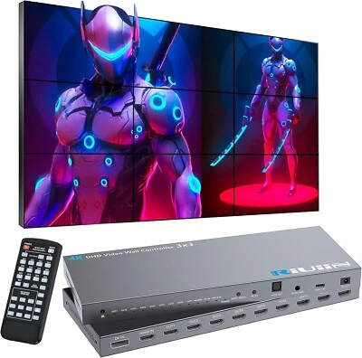 4K Video Wall Controller 3x3 HDMI & DP & Type-C Inputs RIUIIN Controller - Image 1 of 4