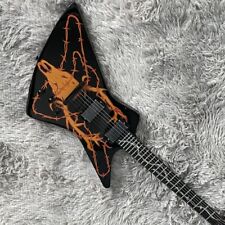 Black Elk Skull Electric Guitar Solid Black Fretboard HH Pickups Mahogany Body for sale