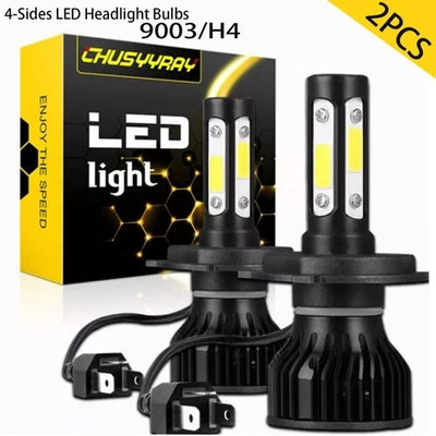 2PC H4 9003 LED Headlight Bulb Hi/Low Beam Conversion Kit 6000K white - Image 1 of 4