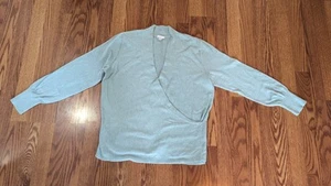 J Jill Pale Green Wrap Sweater Super Soft Cotton Viscose Nylon V-neck LP Perfect - Picture 1 of 3