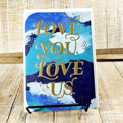 Tarjeta de felicitación de aniversario Hallmark azul dorado Love Us Life Together Foto 1 de 4