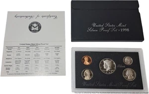 1998-S San Francisco United States Mint Silver Proof 5 Coin Set - Picture 1 of 5