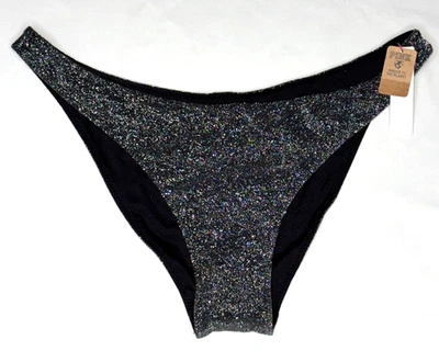 Parte inferior de bikini Victoria's Secret ROSA negra plateada brillante brasileña Foto 1 de 4