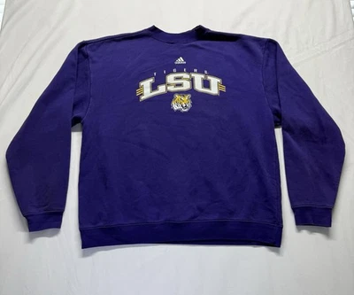 Adidas LSU Tigers Sweatshirt purple Crewneck mens L vintage *flaws - Image 1 of 4