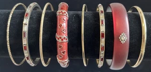 Lote 8 Piezas Brazalete Brazalete Brazalete Tono Rojo y Dorado Joyería Esmalte Estrás E8 - Imagen 1 de 6