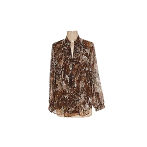 Coldwater Creek Brown Floral Button-Up Top - Picture 1 of 4