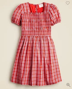 J CREW CREWCUTS Girl’s Smocked Dress Tiny Tartan EUC Size 6 - Picture 1 of 4