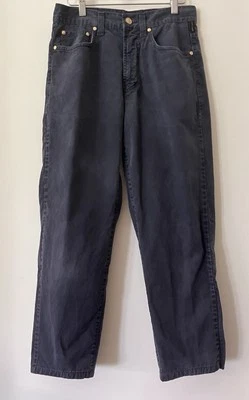 CALÇA JEANS VINTAGE VERSACE ALTA COSTURA AZUL ALGODÃO ITTIERRE SPA MEDUSA LOGOTIPO 29” W - Imagem 1 de 4