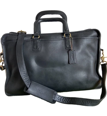 COACH VTG #5276 Monroe Leather Briefcase Messenger Shoulder Bag, 90s USA - Black - Image 1 of 4