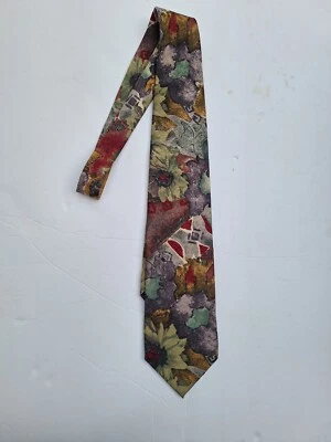 Structure Men's 100% Silk Tie ~Abstract Floral ~ Multicolor ~ Made in Italy! - Image 1 of 4